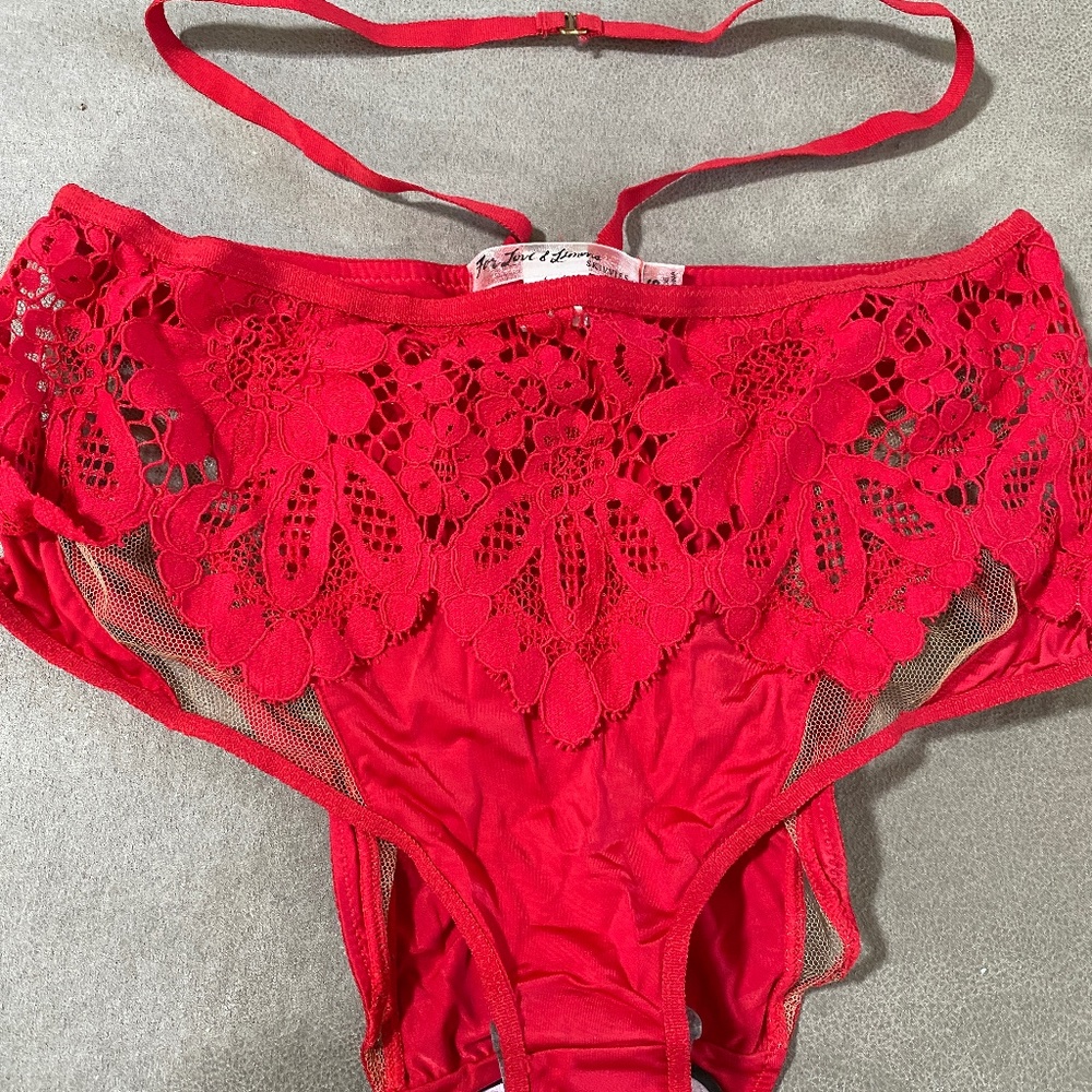 For Love & Lemons Skivvies Ruby High Waist Underwear Size Small S